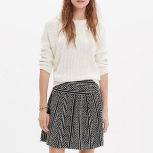 Madewell Silk Mini Skirt Western Aztec Print Black White Size 0